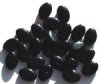 30 13x7mm Opaque Black Ridged Oval Beads